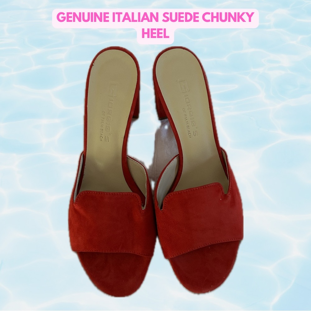 Genuine Italian Suede Block Heel Sandal